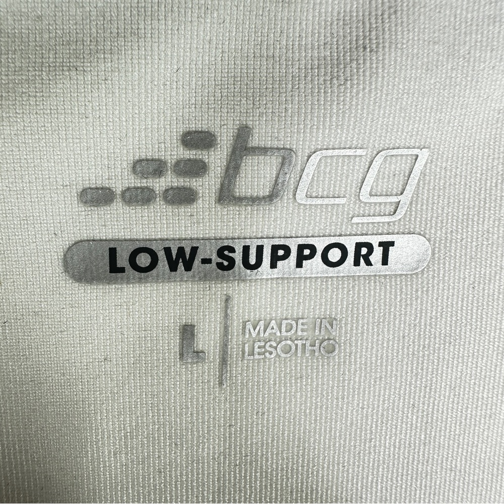 bcg‎ White Racerback Sports Bra Moisture-Wicking Low Support Super Soft Large - Picture 2 of 5